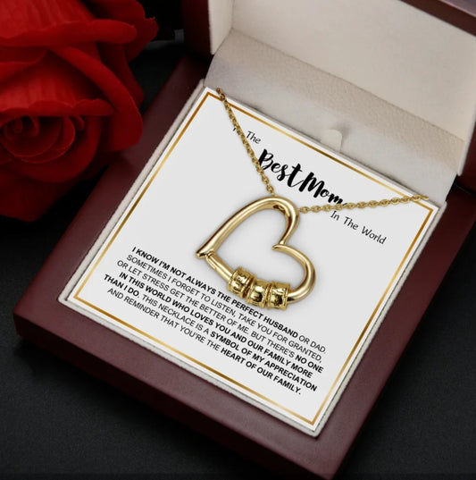 Europe and the United States new heart love simple collar pendant Thanksgiving Day Mother's Day engraved diy beaded women's necklace
