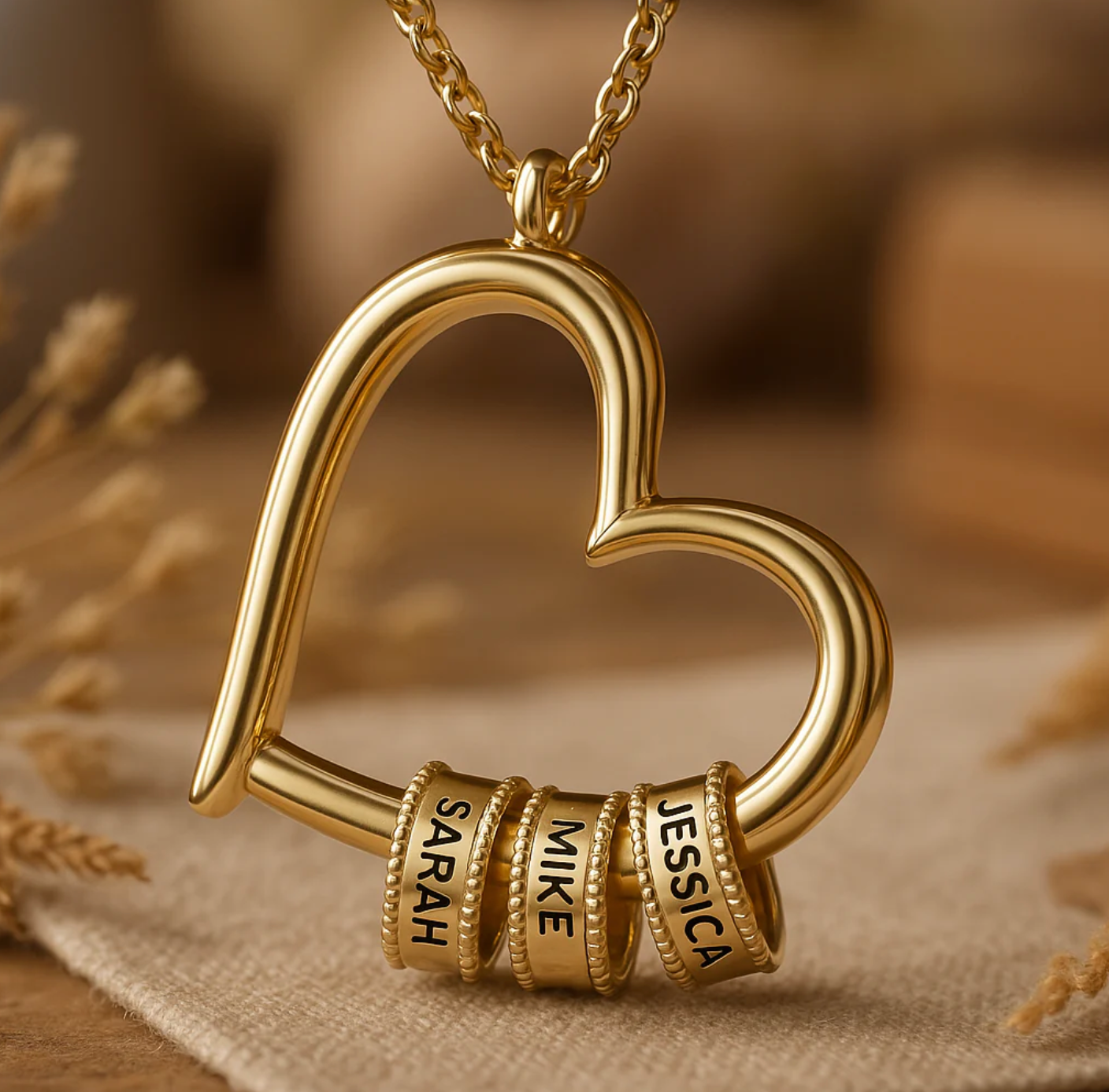 Europe and the United States new heart love simple collar pendant Thanksgiving Day Mother's Day engraved diy beaded women's necklace